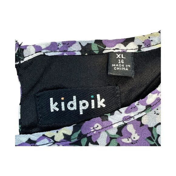 Kidpik Blouse Top Girls XL Multicolor Floral Crew Neck Flared Sleeve Classic Fit - Picture 2 of 6